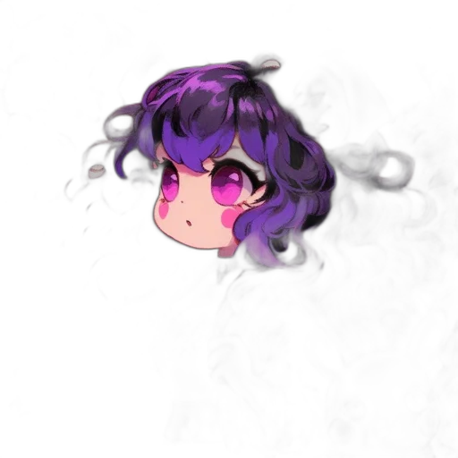 hair, face, creature, mask, pixel art, anime, vaporwave, watercolor transparent PNG cut-out