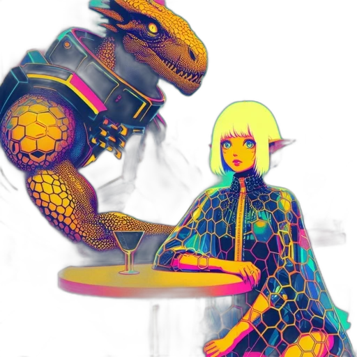 robot, dragon, creature, dress, concept art, fantasy art, pixel art, 3d render transparent PNG cut-out