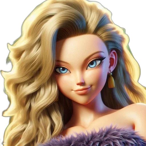 hair, face, photorealistic, cartoon, 3d render, fantasy art, animated, female transparent PNG cut-out