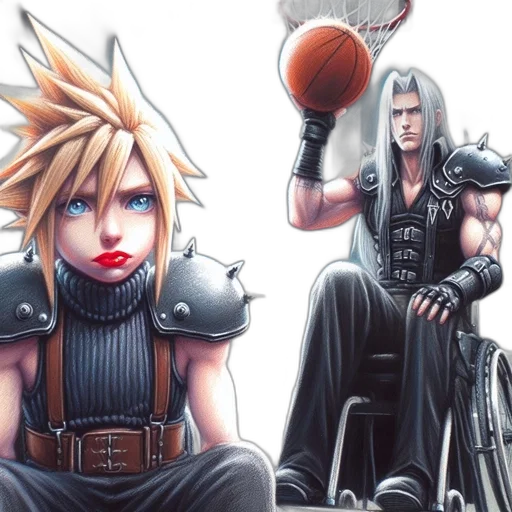 concept art, comic book art, fantasy art, anime, two, animated, characters, one transparent PNG cut-out