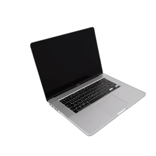 3d render, sleek, silver, laptop, black, keyboard, open, white transparent PNG cut-out