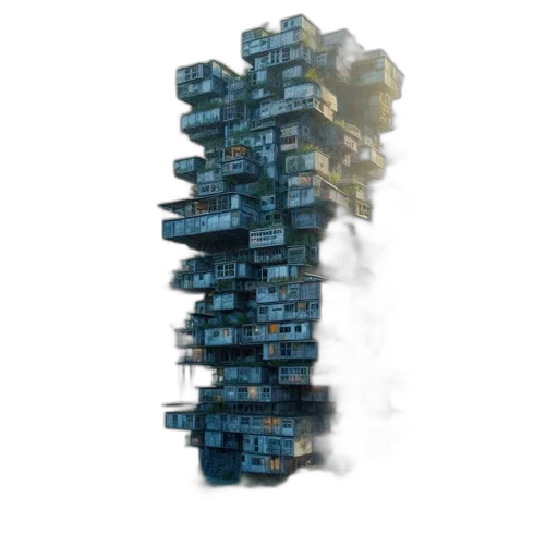 building, robot, furniture, weapon, concept art, 3d render, pixel art, cyberpunk transparent PNG cut-out