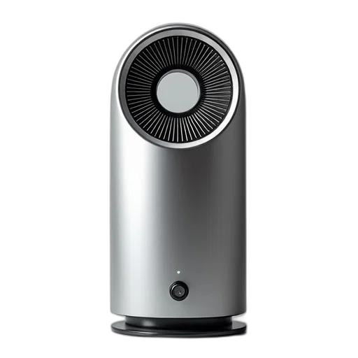 robot, 3d render, photorealistic, sleek, modern, air, purifier, metallic transparent PNG cut-out