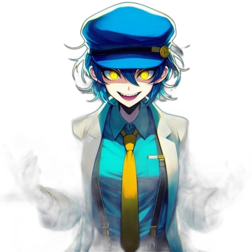 staff, hat, mask, jacket, anime, pixel art, concept art, cartoon transparent PNG cut-out