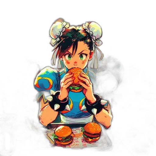 food, robot, pixel art, concept art, anime, fantasy art, colorful, neon transparent PNG cut-out