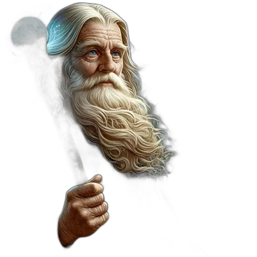 face, staff, hair, fantasy art, concept art, photorealistic, pixel art, elderly transparent PNG cut-out