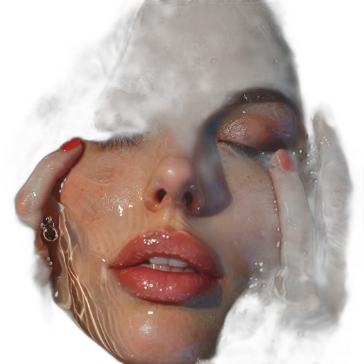 face, mask, hair, creature, photorealistic, 3d render, oil painting, concept art transparent PNG cut-out