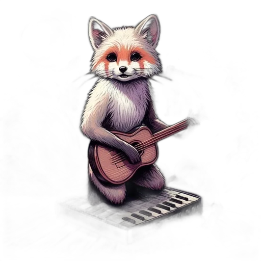 animal, creature, staff, concept art, watercolor, fantasy art, pixel art, fox transparent PNG cut-out