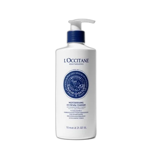 bottle, white, occitane, moisturizing, cream, blue, label, featuring transparent PNG cut-out