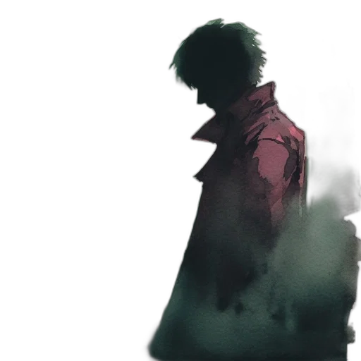 jacket, creature, face, mask, watercolor, concept art, comic book art, anime transparent PNG cut-out