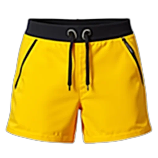 3d render, neon, pair, yellow, shorts, black, waistband, zipper transparent PNG cut-out