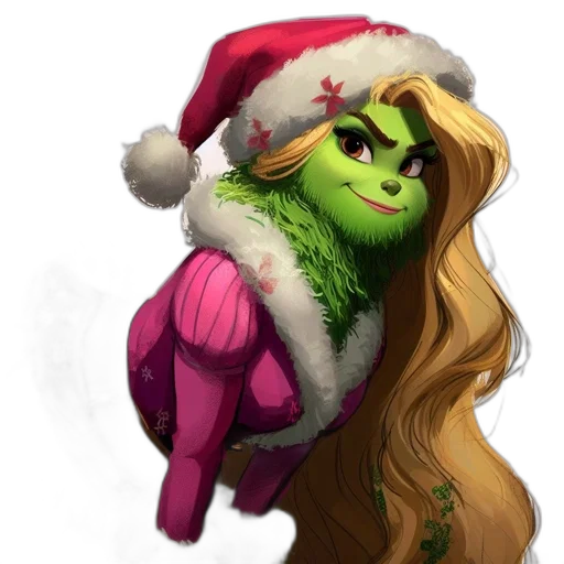 creature, hat, concept art, fantasy art, 3d render, photorealistic, green, festive transparent PNG cut-out