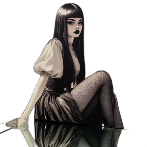 dress, creature, concept art, fantasy art, comic book art, watercolor, dark, monochrome transparent PNG cut-out