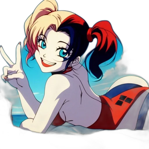 anime, cartoon, vaporwave, pixel art, underwater, red, animated, blond-haired transparent PNG cut-out