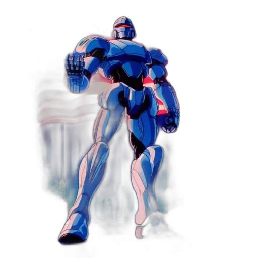 robot, weapon, creature, concept art, 3d render, comic book art, pixel art, blue transparent PNG cut-out