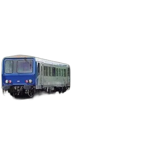 car, photorealistic, 3d render, blue, train, sits, tracks, near transparent PNG cut-out