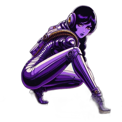 robot, jacket, weapon, creature, concept art, cyberpunk, comic book art, anime transparent PNG cut-out