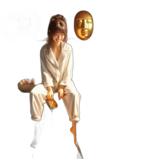 mask, staff, umbrella, robot, concept art, photorealistic, oil painting, fantasy art transparent PNG cut-out