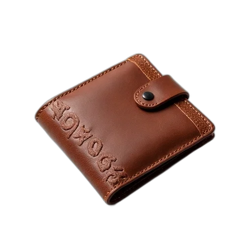 brown, leather, wallet, textured, surface, snap, closure, placed transparent PNG cut-out