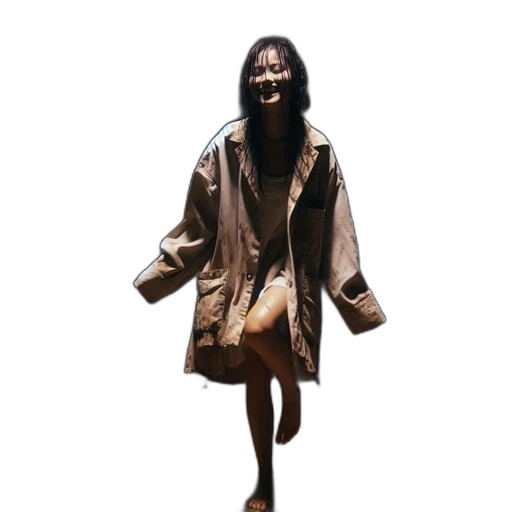 jacket, dress, creature, umbrella, 3d render, photorealistic, concept art, earth tones transparent PNG cut-out