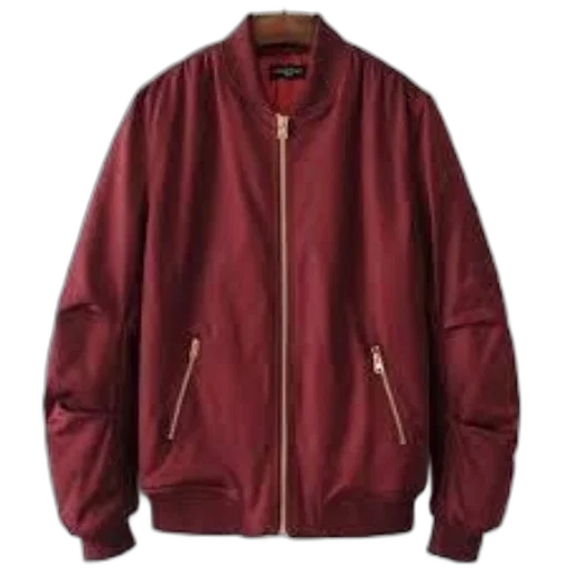 jacket, red, maroon, bomber, gold, zippers, high, collar transparent PNG cut-out