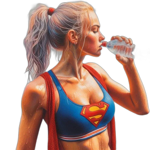 bottle, comic book art, oil painting, watercolor, photorealistic, women, wearing, sports transparent PNG cut-out