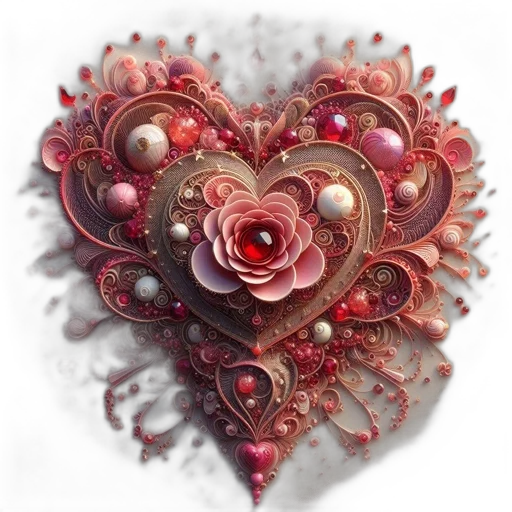 jewelry, flower, photorealistic, 3d render, fantasy art, concept art, red, large transparent PNG cut-out