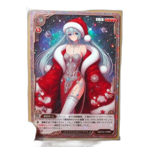 fantasy art, anime-styled, illustration, festive, santa, claus-inspired, figure, adorns transparent PNG cut-out