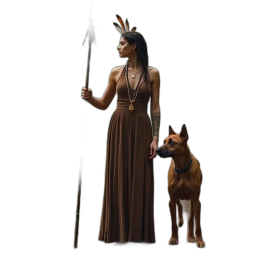 staff, animal, jewelry, dress, concept art, fantasy art, pixel art, photorealistic transparent PNG cut-out