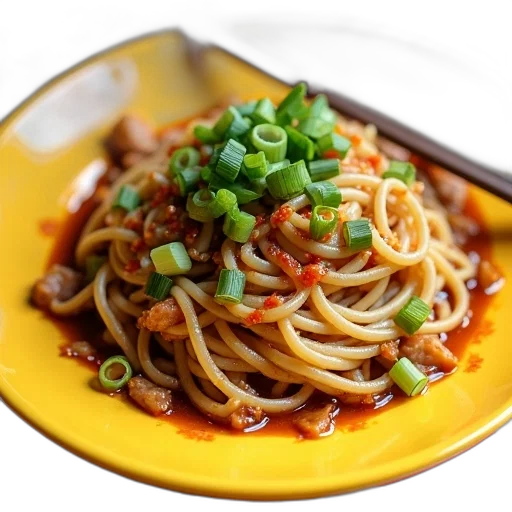 food, animal, photorealistic, 3d render, plate, stir-fried, noodles, vegetables transparent PNG cut-out