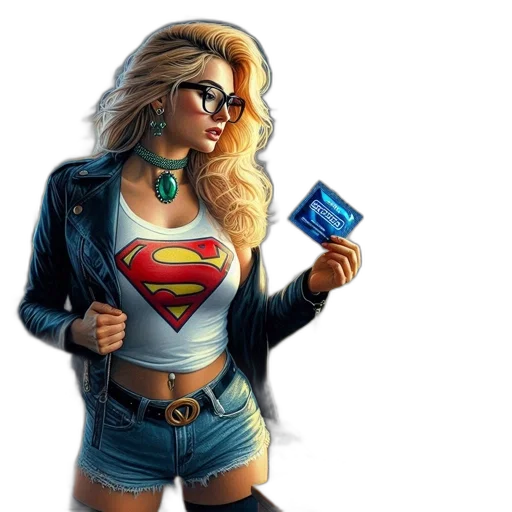 comic book art, concept art, fantasy art, cartoon, woman, blonde, hair, glasses transparent PNG cut-out