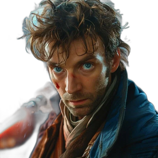 jacket, face, weapon, photorealistic, concept art, fantasy art, comic book art, man transparent PNG cut-out