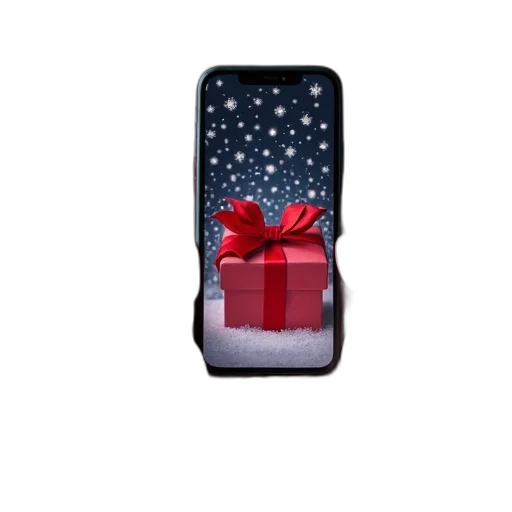 person, hands, holding, smartphone, festive, holiday, wallpaper, featuring transparent PNG cut-out