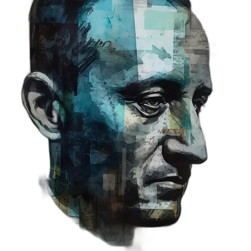 face, mask, robot, photorealistic, watercolor, comic book art, concept art, blue transparent PNG cut-out