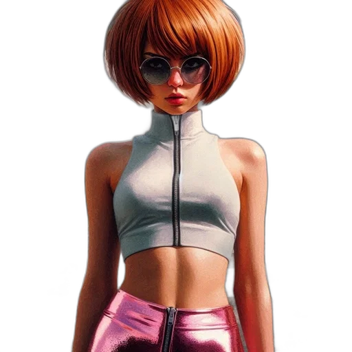 jacket, dress, robot, staff, concept art, cyberpunk, comic book art, 3d render transparent PNG cut-out