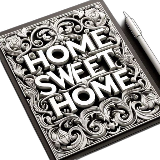 furniture, photorealistic, pencil sketch, illustration, displays, phrase, home, sweet transparent PNG cut-out