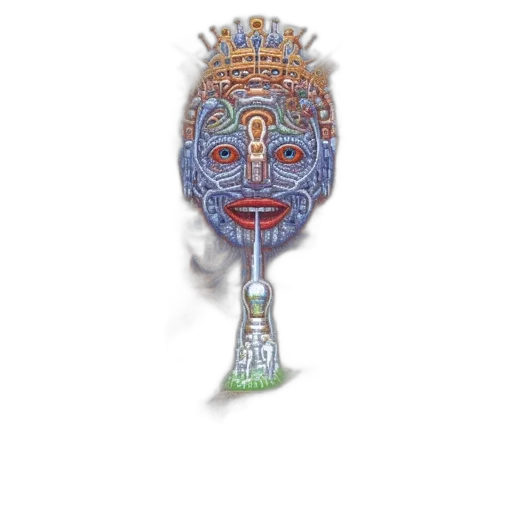 staff, mask, face, crown, concept art, fantasy art, pixel art, surrealistic transparent PNG cut-out