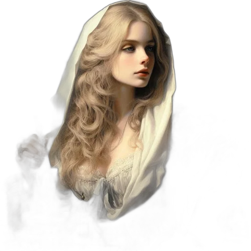 dress, hair, face, mask, fantasy art, photorealistic, concept art, pixel art transparent PNG cut-out