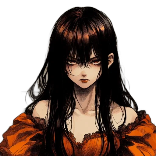 face, dress, hair, mask, anime, fantasy art, concept art, pixel art transparent PNG cut-out