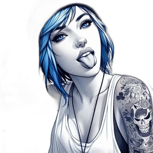 comic book art, cartoon, concept art, fantasy art, neon lights, blue, young, woman transparent PNG cut-out