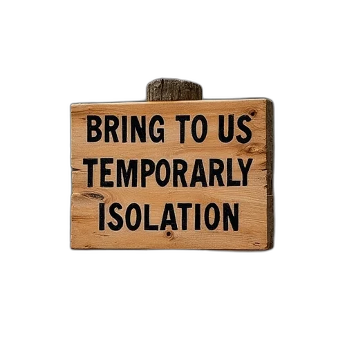 furniture, wooden, sign, reads, bring, temporary, isolation, both transparent PNG cut-out