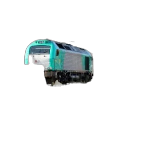 robot, car, 3d render, photorealistic, green, white, train, tracks transparent PNG cut-out