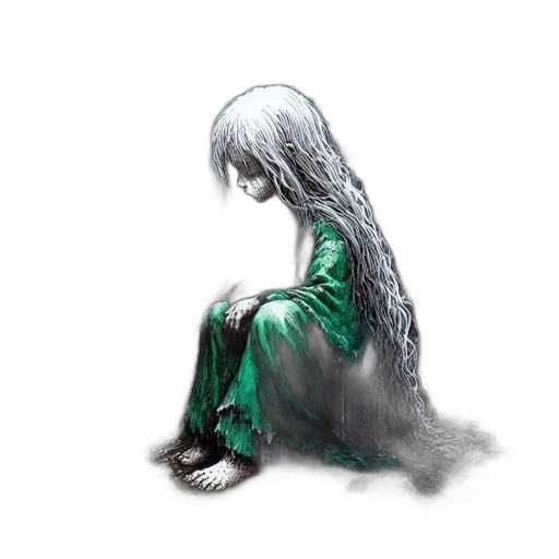 hair, creature, dress, face, concept art, fantasy art, comic book art, pixel art transparent PNG cut-out