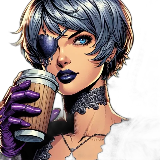 face, comic book art, concept art, fantasy art, cyberpunk, blue, dark, monochrome transparent PNG cut-out