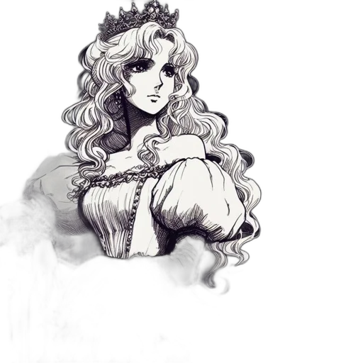 crown, dress, staff, face, pencil sketch, fantasy art, watercolor, concept art transparent PNG cut-out