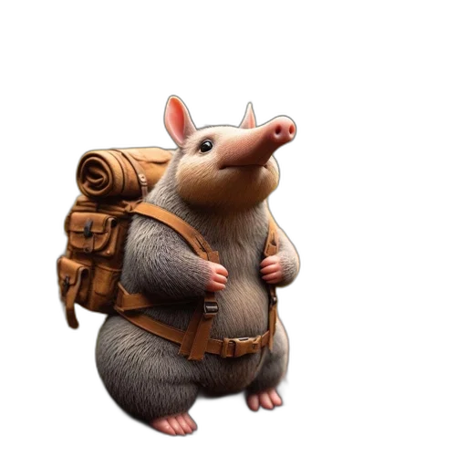 animal, staff, creature, jacket, concept art, 3d render, photorealistic, fantasy art transparent PNG cut-out