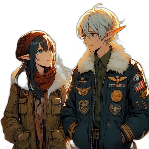 jacket, concept art, fantasy art, anime, pixel art, snow, blue, dark transparent PNG cut-out