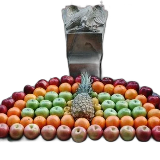 crown, jewelry, food, 3d render, colorful, fruit, display, featuring transparent PNG cut-out
