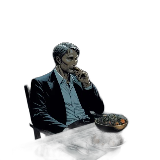 jacket, food, face, robot, concept art, pixel art, comic book art, cyberpunk transparent PNG cut-out