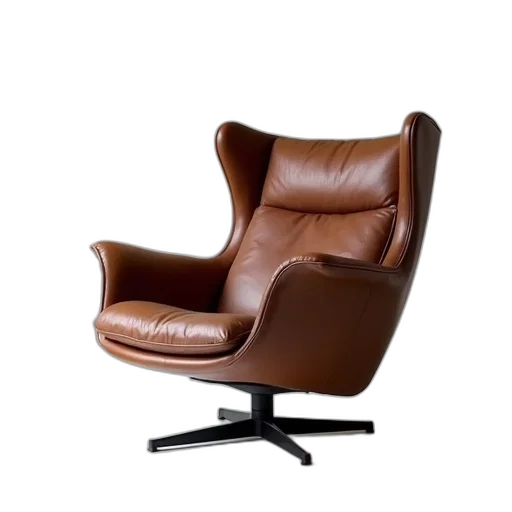 furniture, 3d render, photorealistic, brown, leather, swive, chair, dieter transparent PNG cut-out